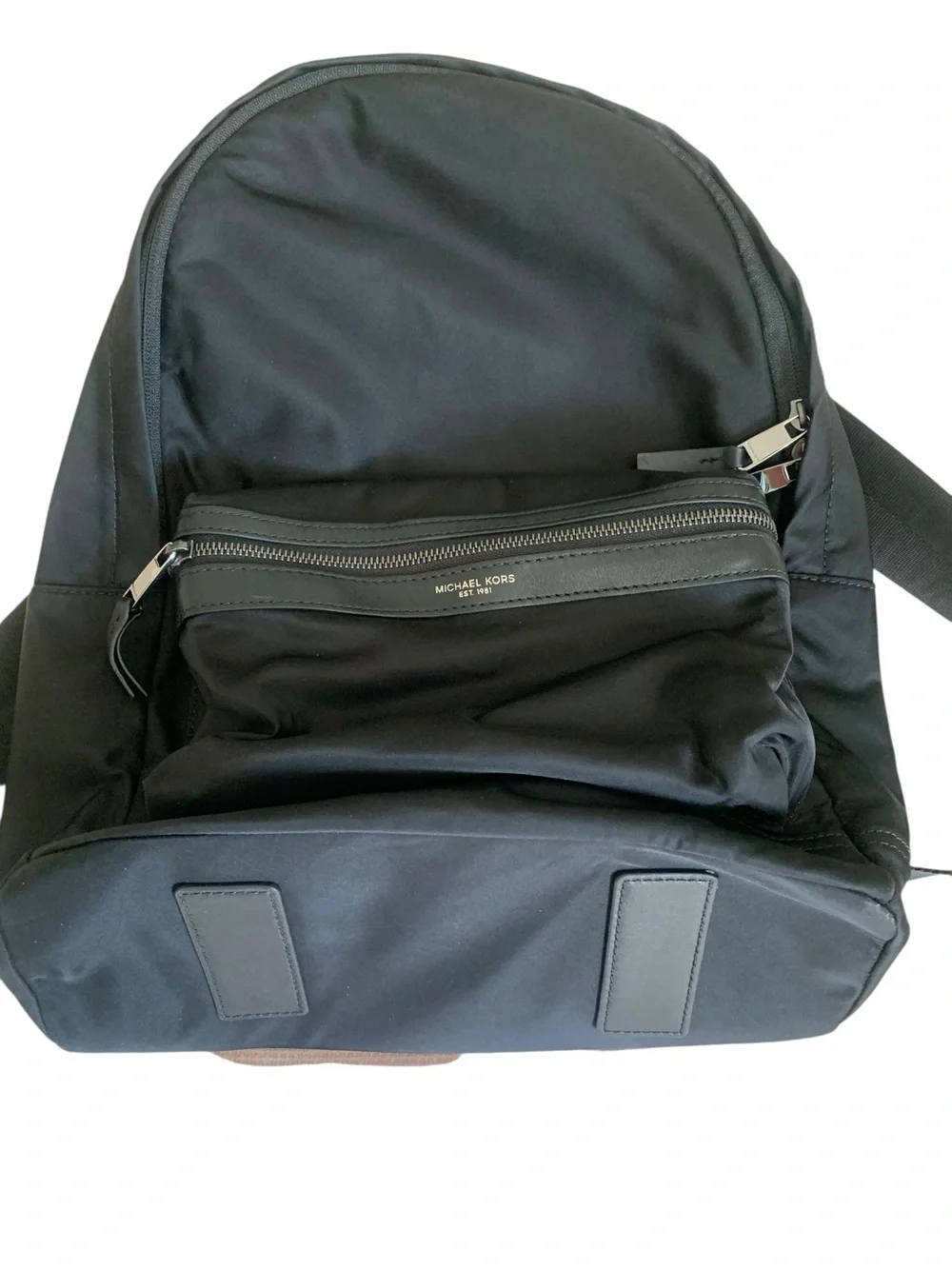 Michael Kors Black Nylon Leather Trim Backpack